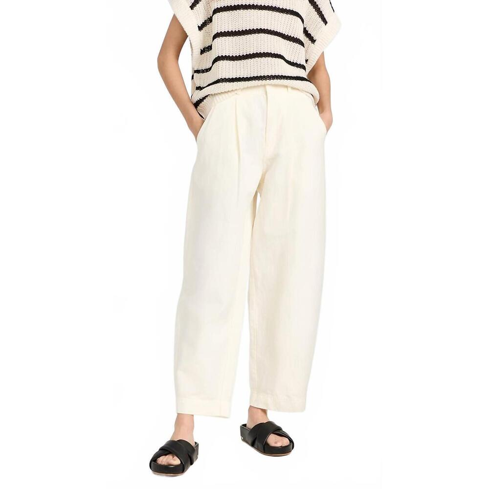 Apiece Apart Ivory High-Waist Wide Leg Trousers